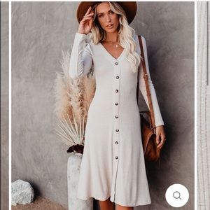 Vici Ribbed Long Sleeve Midi Dress